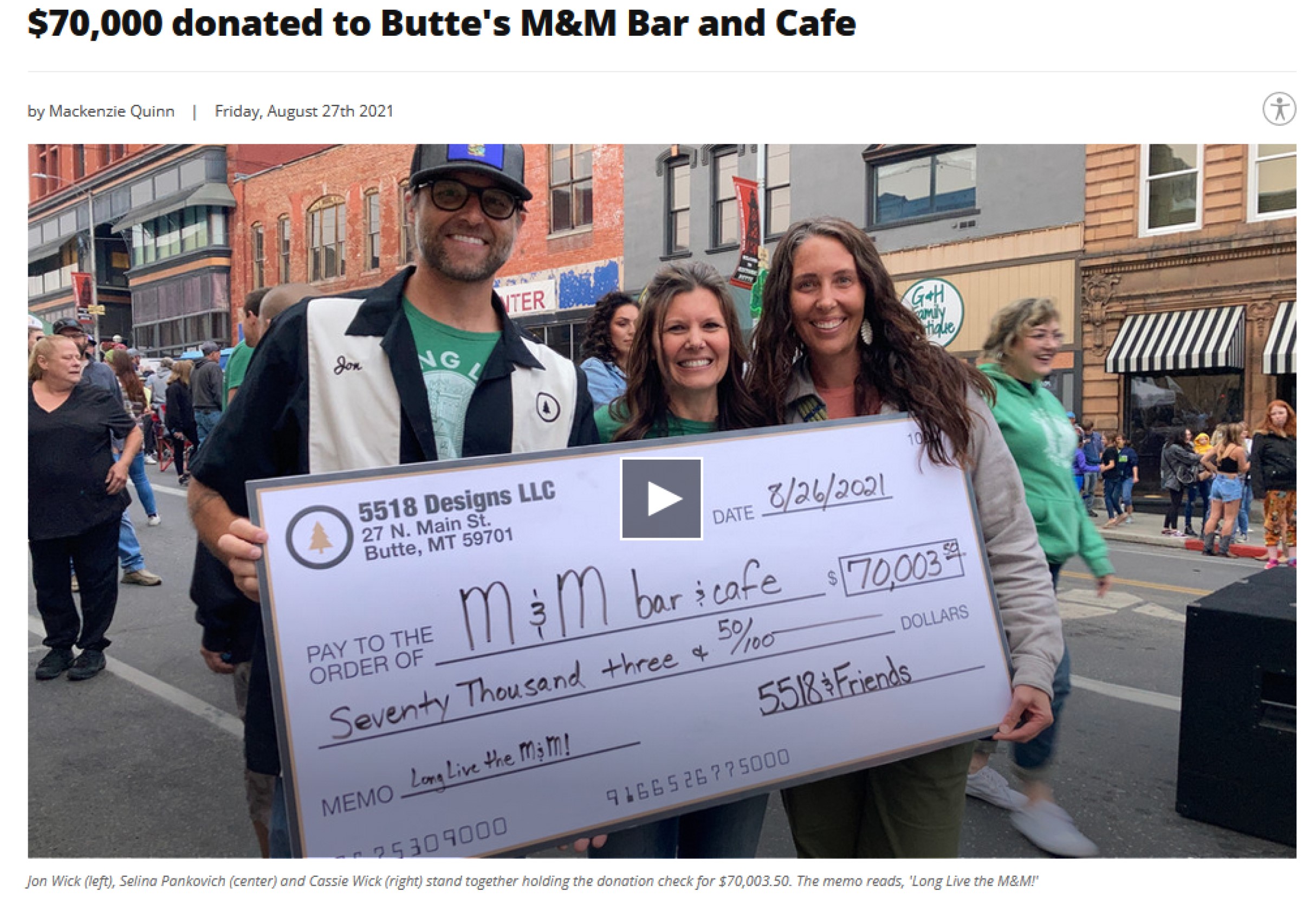 $70,000 donated to Butte’s M&M Bar and Cafe