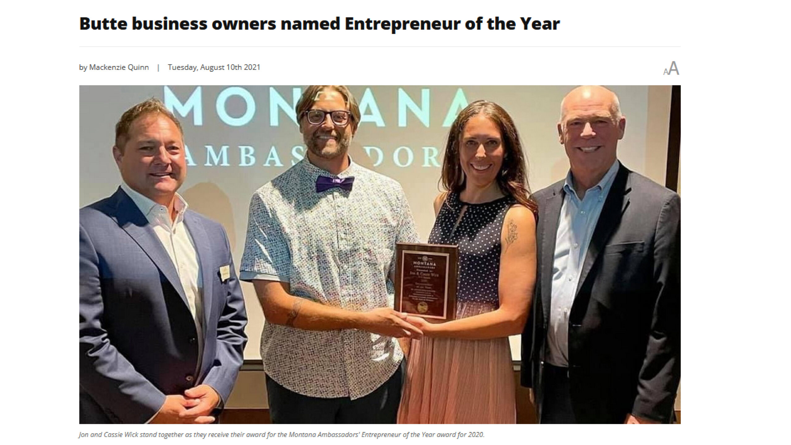 Butte business owners named Entrepreneur of the Year – NBC Montana