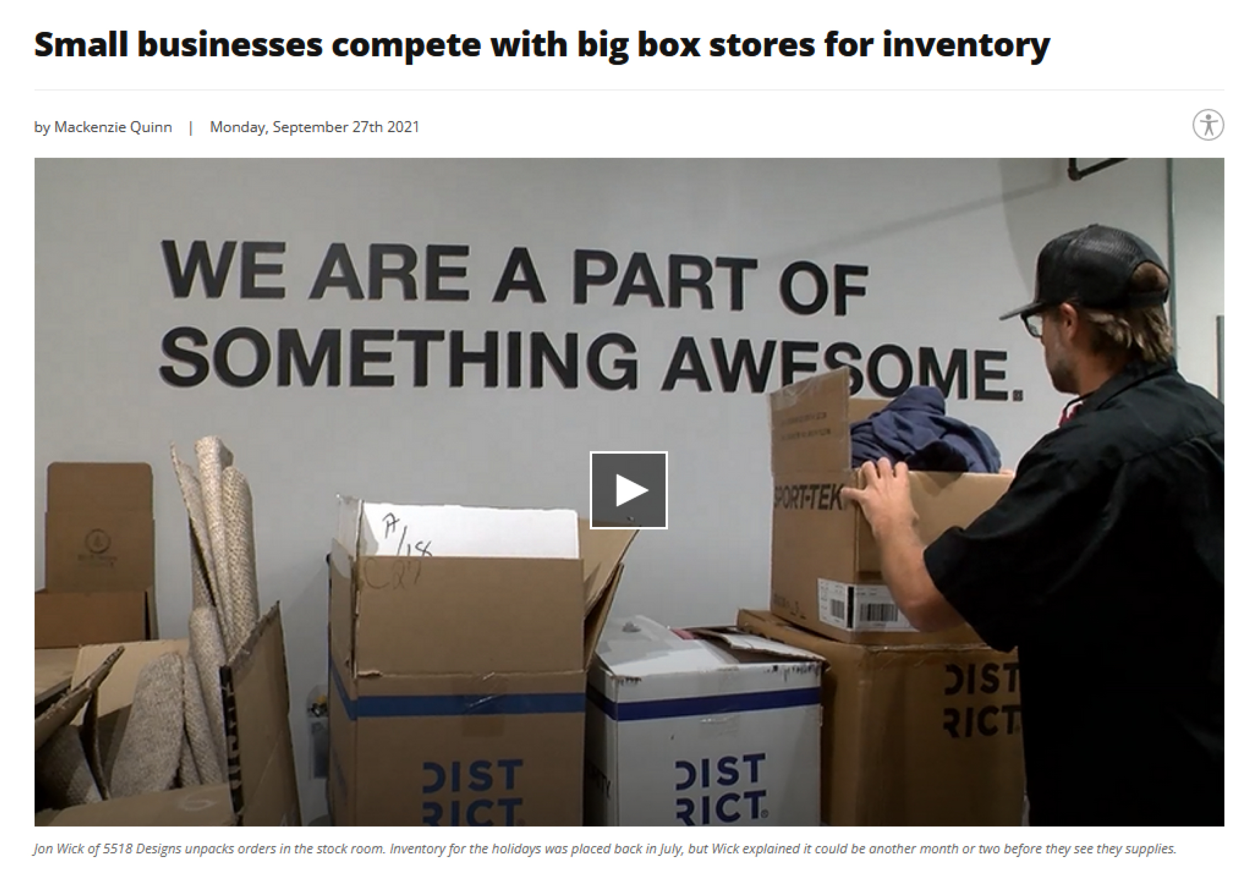 Small businesses compete with big box stores for inventory