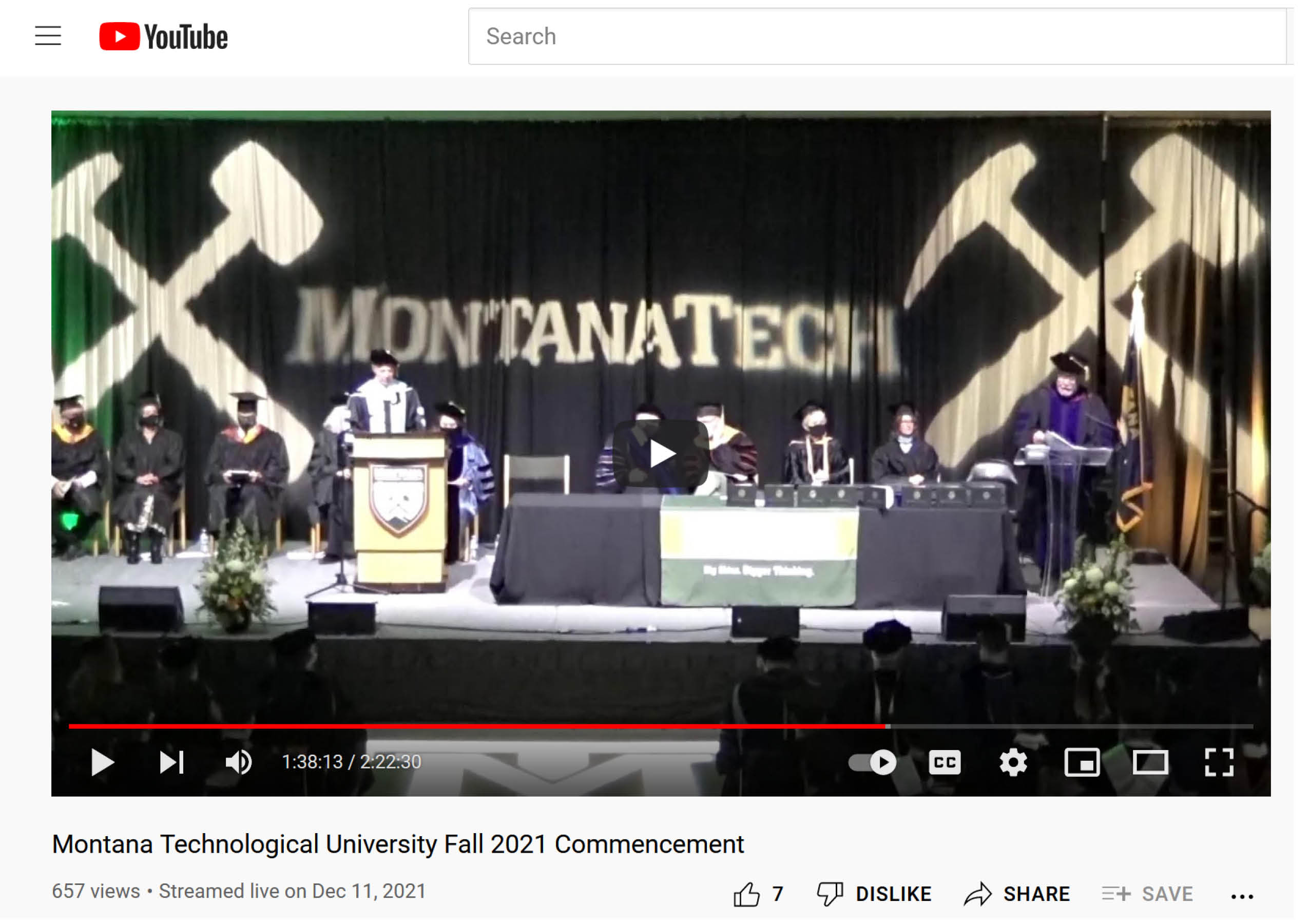 [Video] Montana Technological University Fall 2021 Commencement