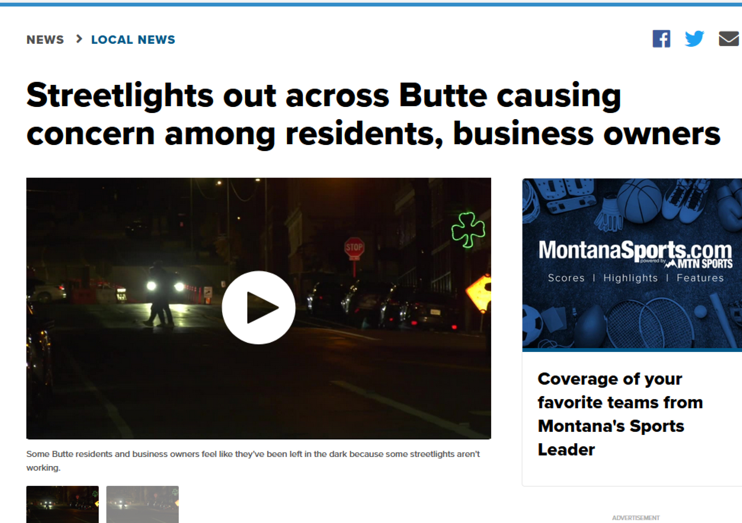 Streetlights out across Butte causing concern among residents, business owners